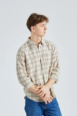 Algot Relaxed Textured Check Shirt Oatmeal