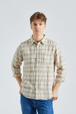 Algot Relaxed Textured Check Shirt Oatmeal