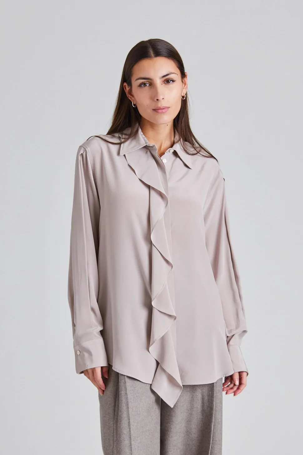 Asymmetric Ruffle Blouse Heather