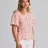 Athilda Blouse Cream Pink Flower