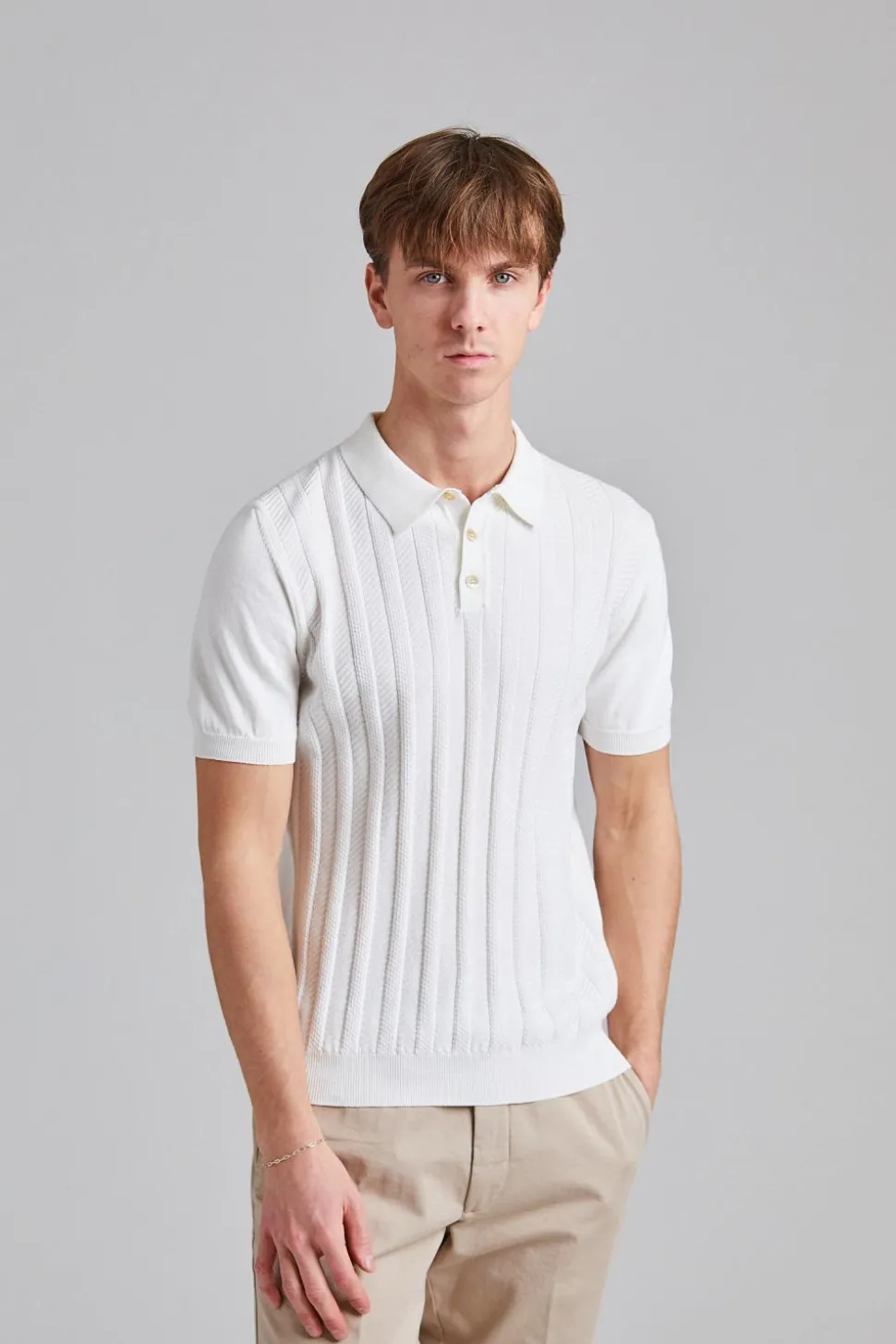 Barto Stripe Poloshirt Snow White
