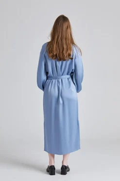 Belted Long Sleeve Dress Air Blue