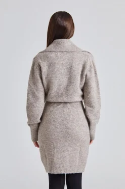 Bern Knitted Mini Dress Beige