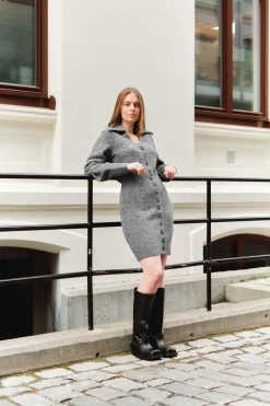 Bern Knitted Mini Dress Grey Mel