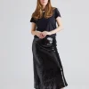 Bias Cut Sequin Skirt Jet Black