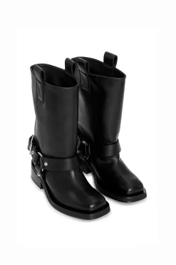 Biker Tubular Mid Shaft Boot Black