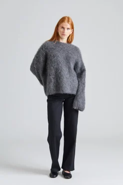 Boxy Alpaca Knit Dark Grey Melange