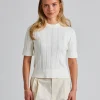 Braid Knit T-Shirt Pearl White