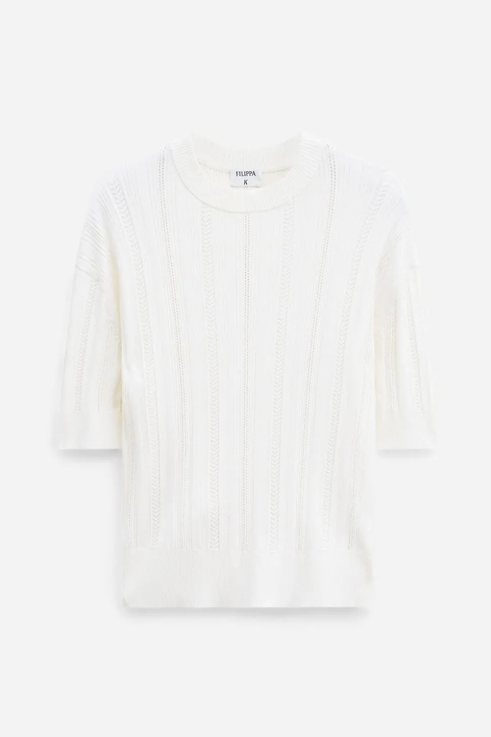 Braid Knit T-Shirt Pearl White