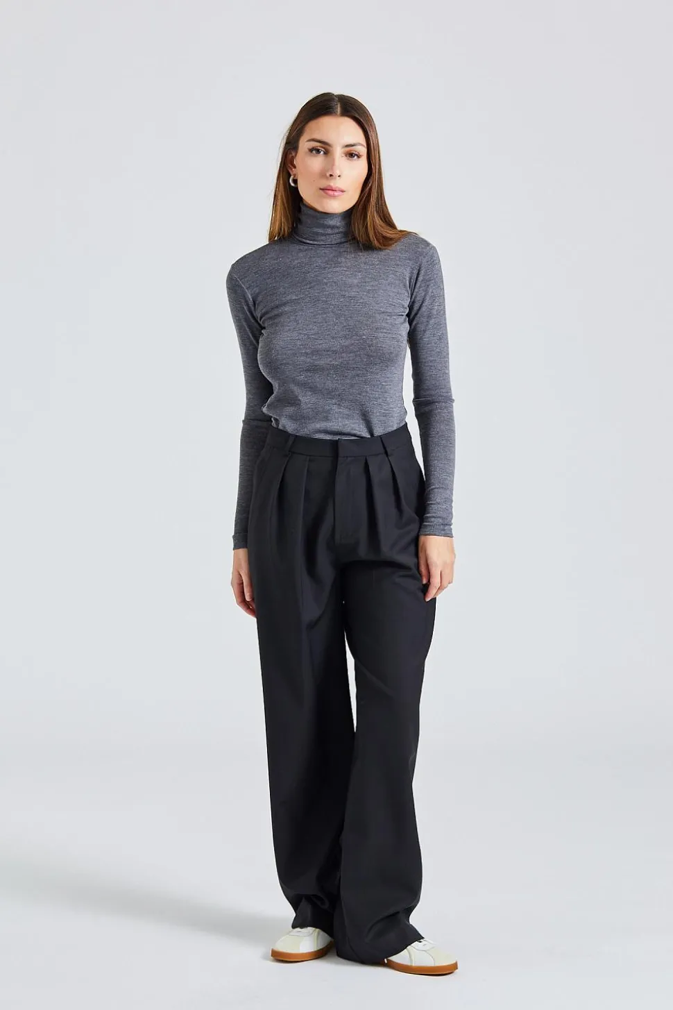 Camilla Wool Polo Mid Grey