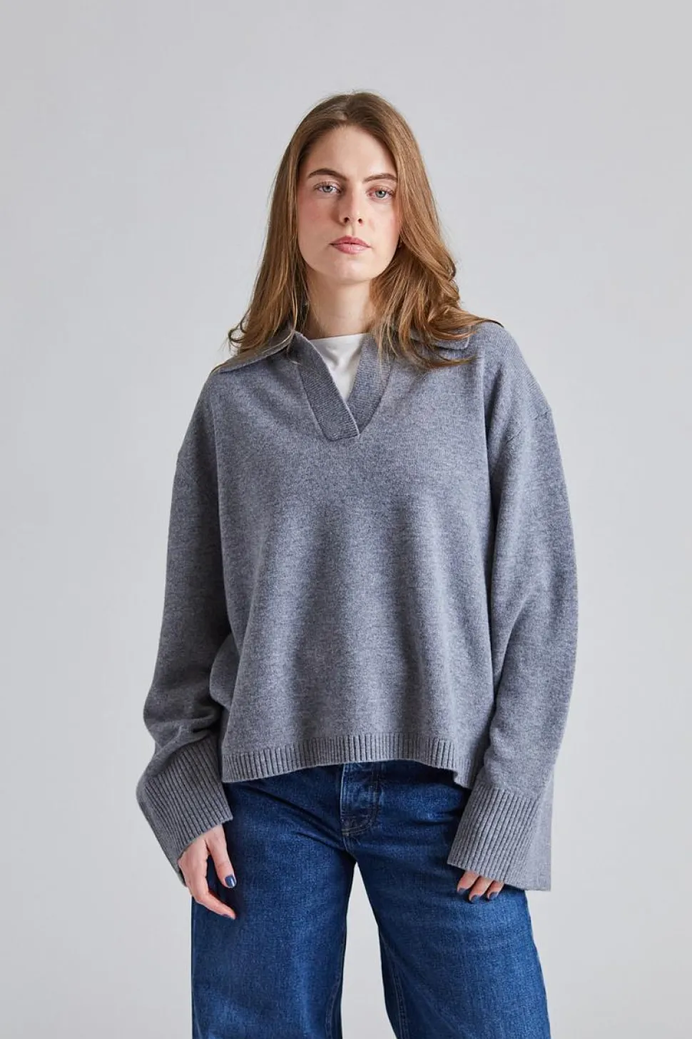 Cape Cod Polo Sweater Gray Melange