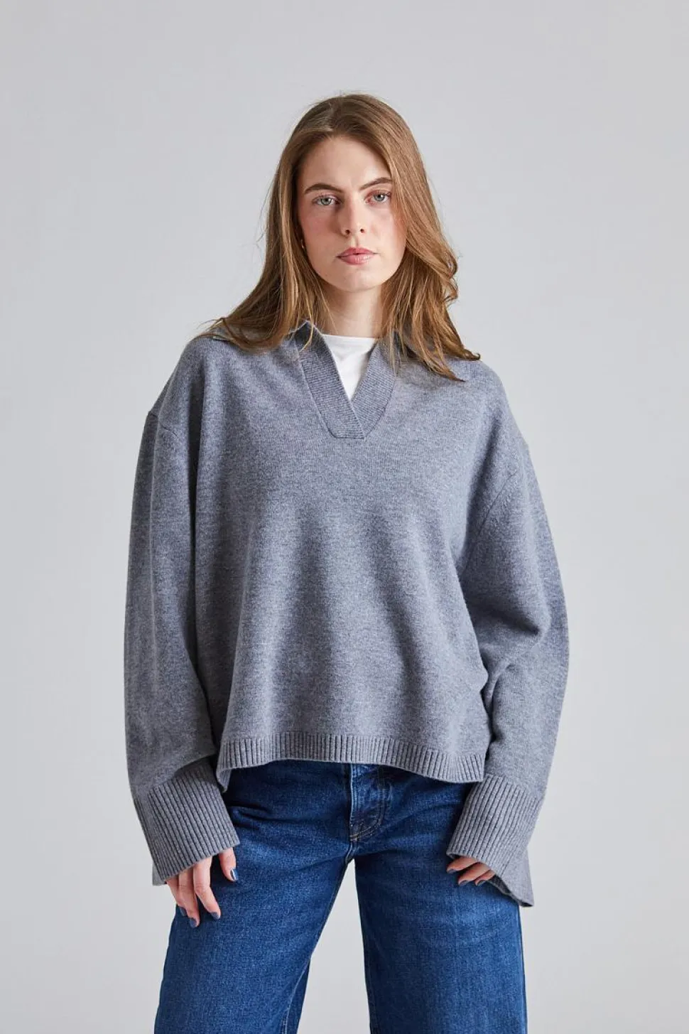 Cape Cod Polo Sweater Gray Melange