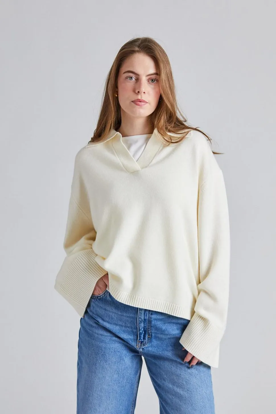 Cape Cod Polo Sweater Macadamia