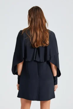Cape Sleeve Dress Black
