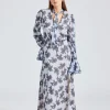 Chiffon Bow Midi Dress Delicate Lace
