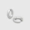 Chunky Hoops Satin Medium Silver