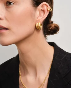 Chunky Hoops Satin Medium Gold
