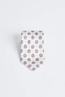 Classic Printed Flower Tie Cream