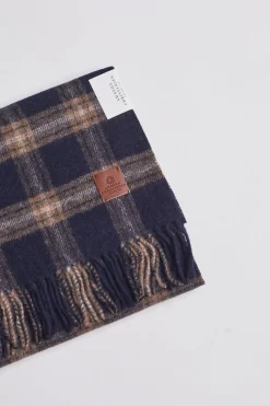 Classic Woven Scarf in Check Navy