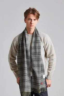 Classic Woven Scarf in Check Olive Melange