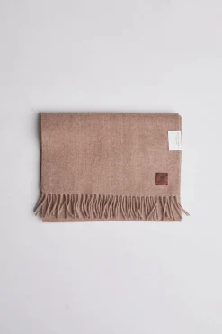 Classic Woven Scarf in Plain Melange Beige