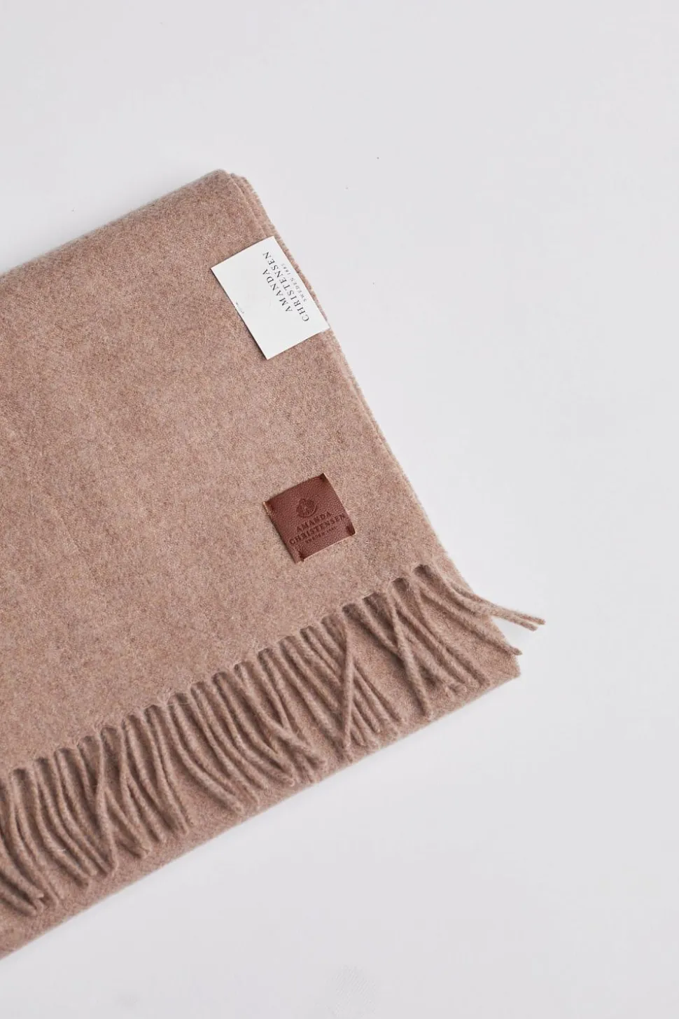 Classic Woven Scarf in Plain Melange Beige