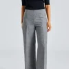 Clean Wide Trousers Grey Melange