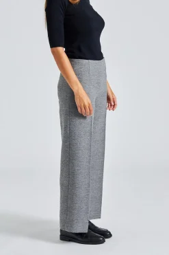 Clean Wide Trousers Grey Melange