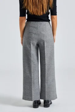 Clean Wide Trousers Grey Melange