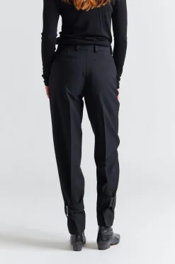 Collarless Cinched Buckled Slouch Suit Black