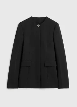 Collarless Cinched Jacket Black