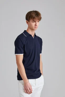 Contrast Polo Shirt Blue