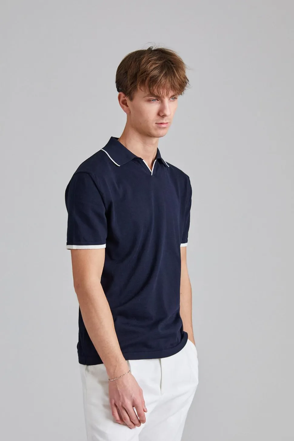 Contrast Polo Shirt Blue