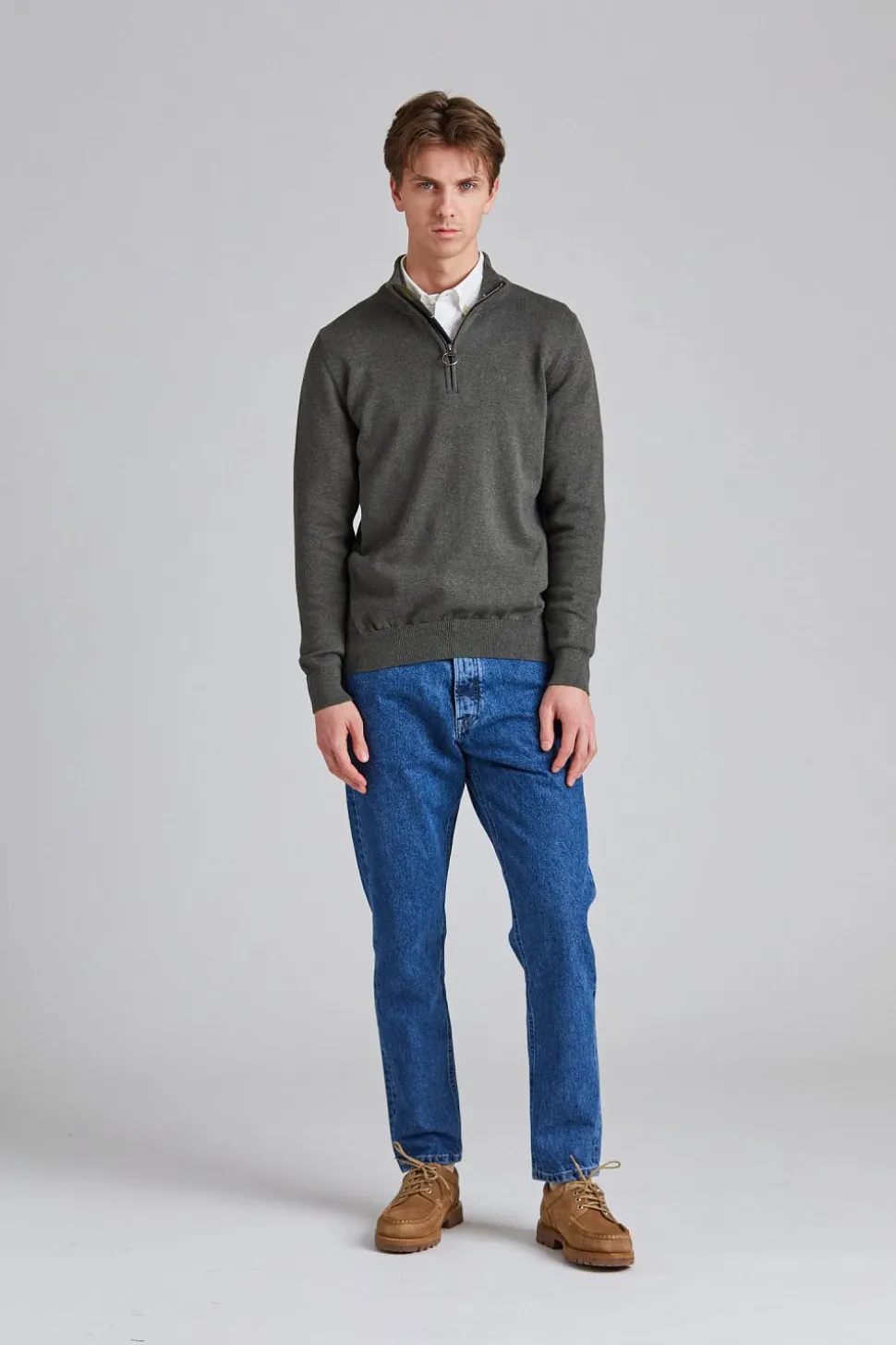 Cotton Half Zip Dk Olive