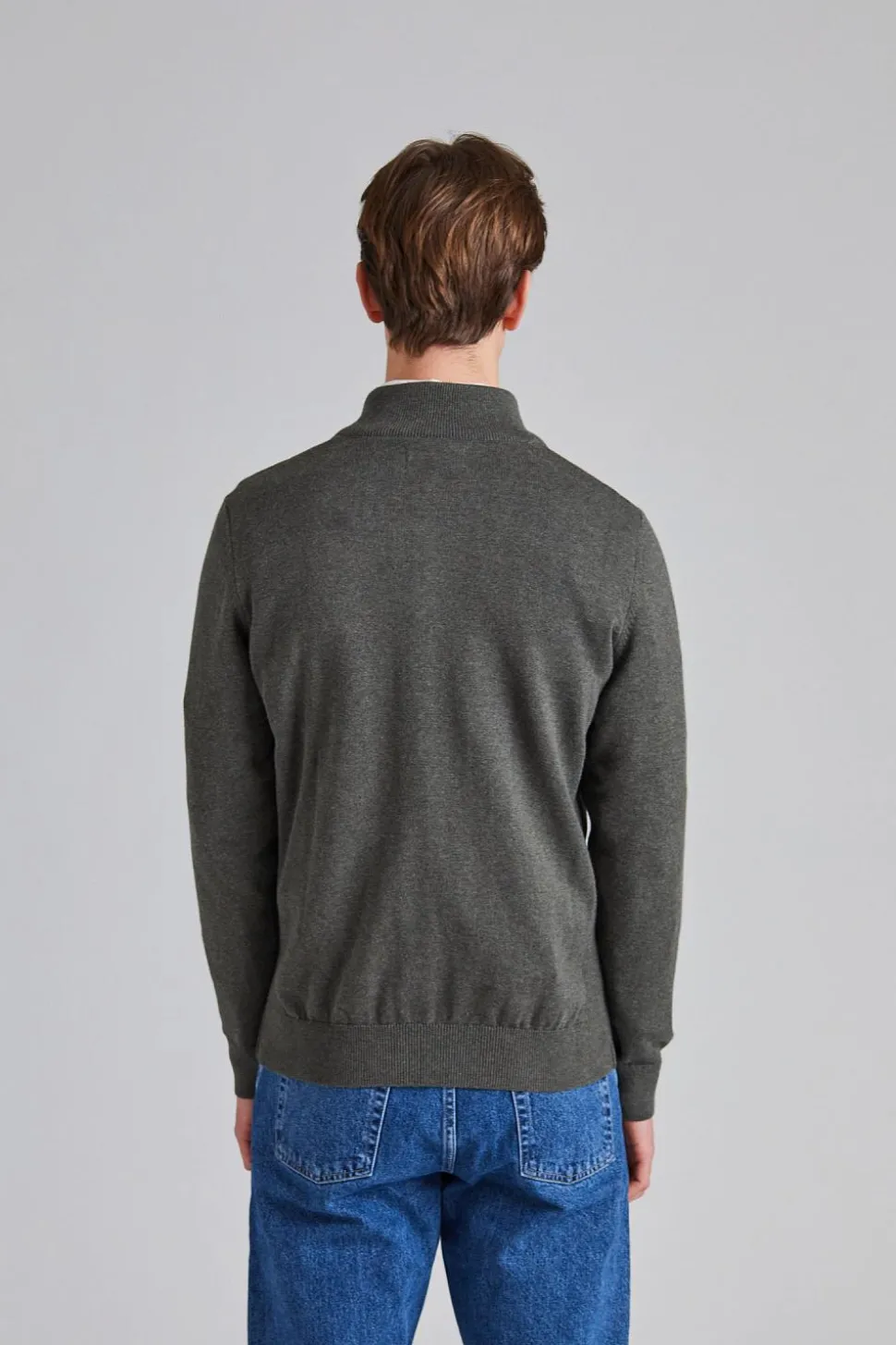Cotton Half Zip Dk Olive