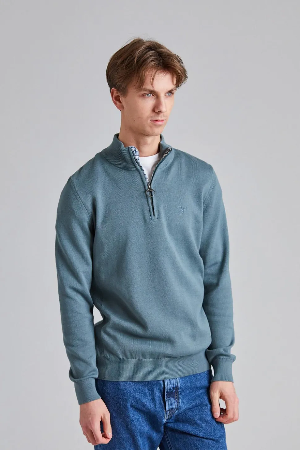 Cotton Half Zip Vintage Teal