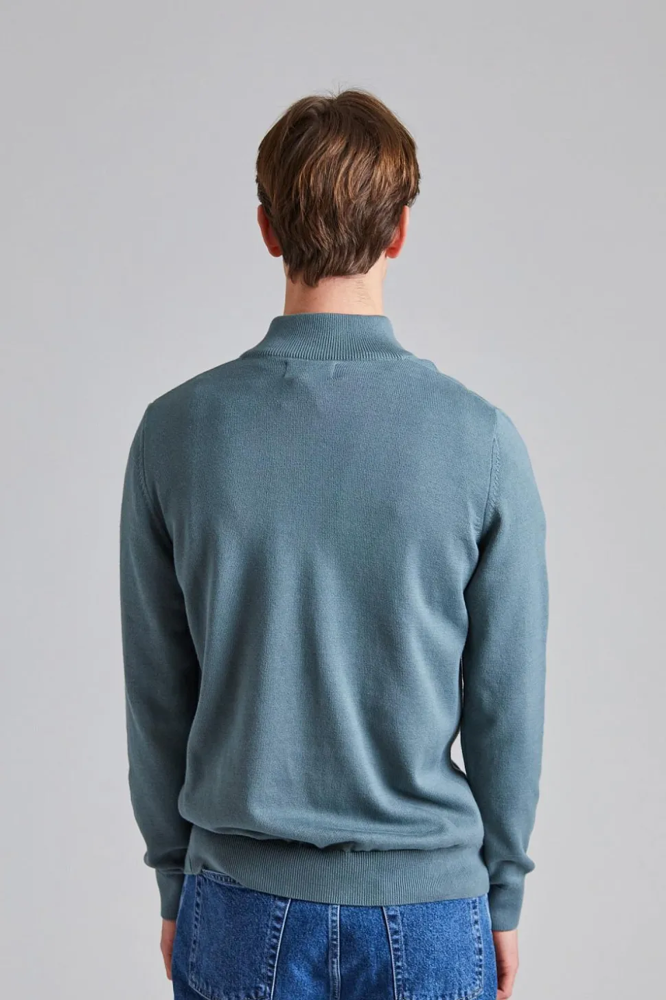 Cotton Half Zip Vintage Teal