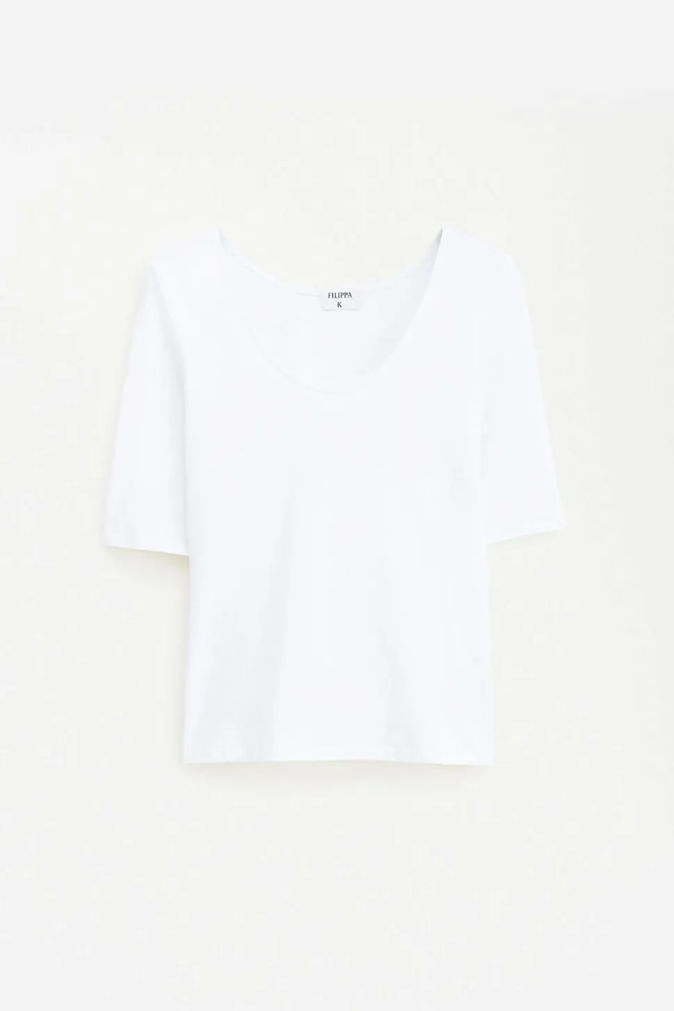 Cotton Stretch Scoop Neck Top White