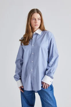 Cotton Tuxedo Shirt Steel Blue