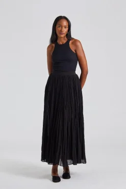 Crinkled Plissé Skirt Black