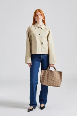 Cropped Cotton Jacket Sand