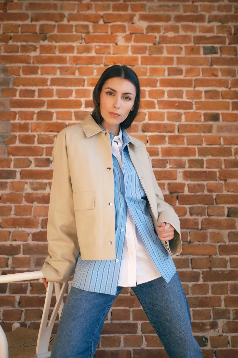 Cropped Cotton Jacket Sand