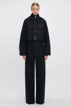 Cropped Denim Jacket Dark Indigo Rise