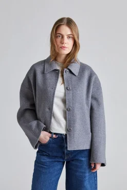 Cropped Double Jacket Gray Melange
