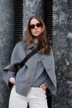 Cropped Double Jacket Gray Melange