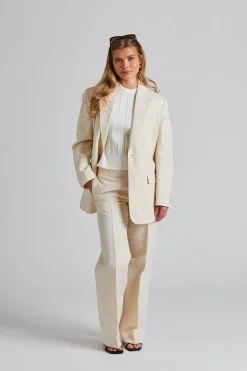Davina Cotton Linen Blazer Cream White