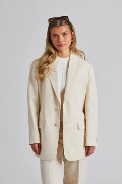 Davina Cotton Linen Blazer Cream White
