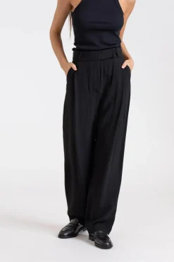 Deep Pleat Crepe Trousers Black