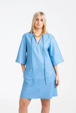 Delphine Dress Nappa Leather Sky Blue