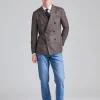 Double Breasted Wool and Silk Jacket Brown